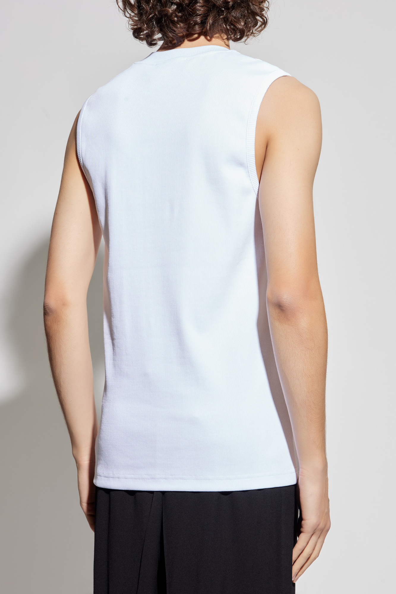 Baroque Buckle Ribbed Tank Top White,Print | VERSACE US